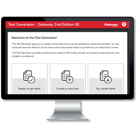 The image depicts the Macmillan Education Spain website homepage, showcasing sections for primary and secondary textbooks, as well as vocational training.