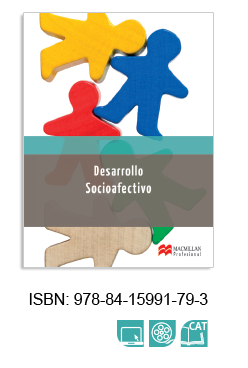 Cuatro piezas de madera de colores: rojo, azul, amarillo y verde, representando figuras humanas. ISBN: 978-84-15991-79-3