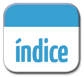Imagen de un botón con el logo Índice en azul sobre fondo blanco.