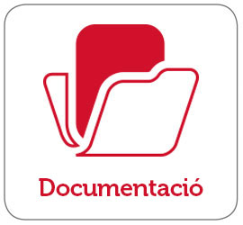 Imatge d'un icona de document amb una carpeta vermella, amb la paraula Documentació escrita sota.