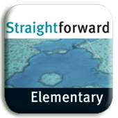 Image of a button with the text Straightforward at the top and Elementary at the bottom. The background shows a graphical representation of a map with blue and green colors.