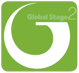 Image of a green circular logo with the letter G uppercase. Inside the letter, you can see a white U shape. The words Global Stage are written on top.