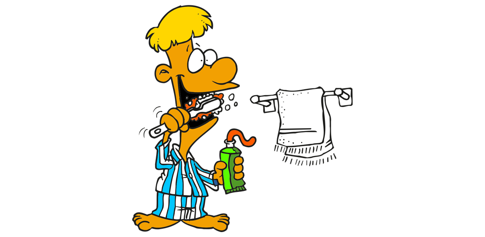 Personaje cepillando los dientes