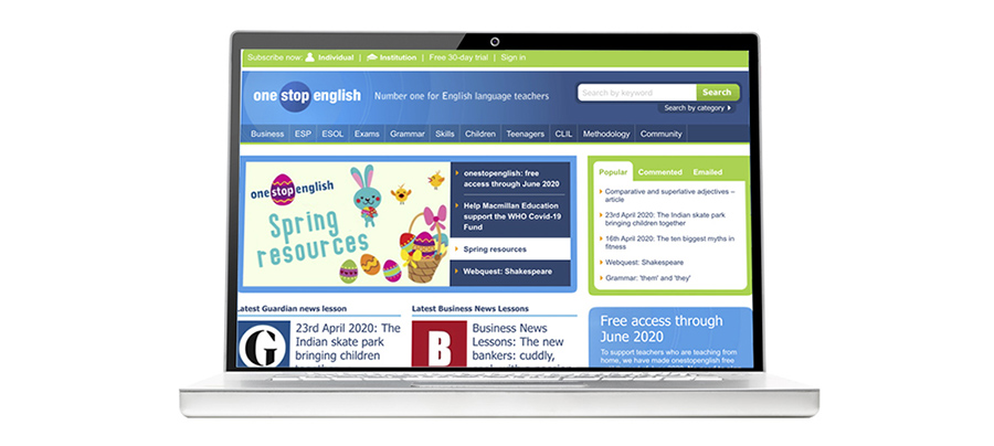 Alt: Imagen de una pantalla de ordenador mostrando la página web de Macmillan Education España.