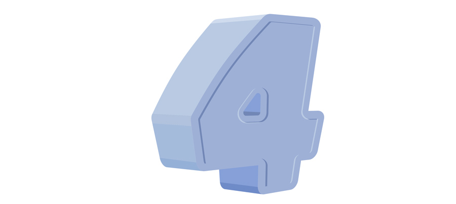 Imagen de un cubo azul claro con una abertura en la parte superior, que representa el número 4.