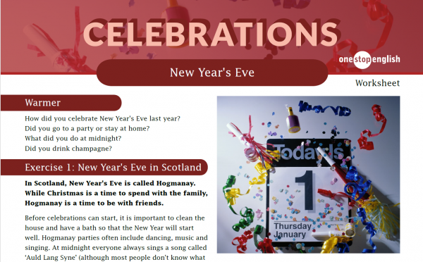 Celebrations New years eve beginning exercise 1