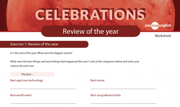 Celebrations, review of the year, beginning of first exercise