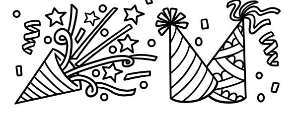 Party hat and confettti celebration new year 