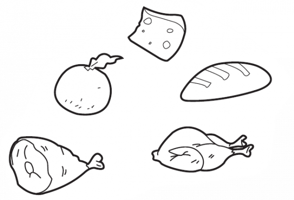 Food - different products that symbolise nutrient groups