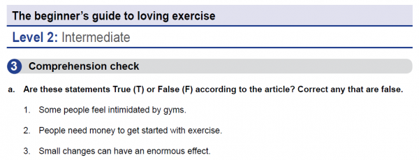 Fitness rotuine, intermediate level