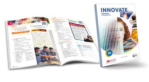 Imagen del libro abierto de Innovate mostrando el Workbook de Innovate